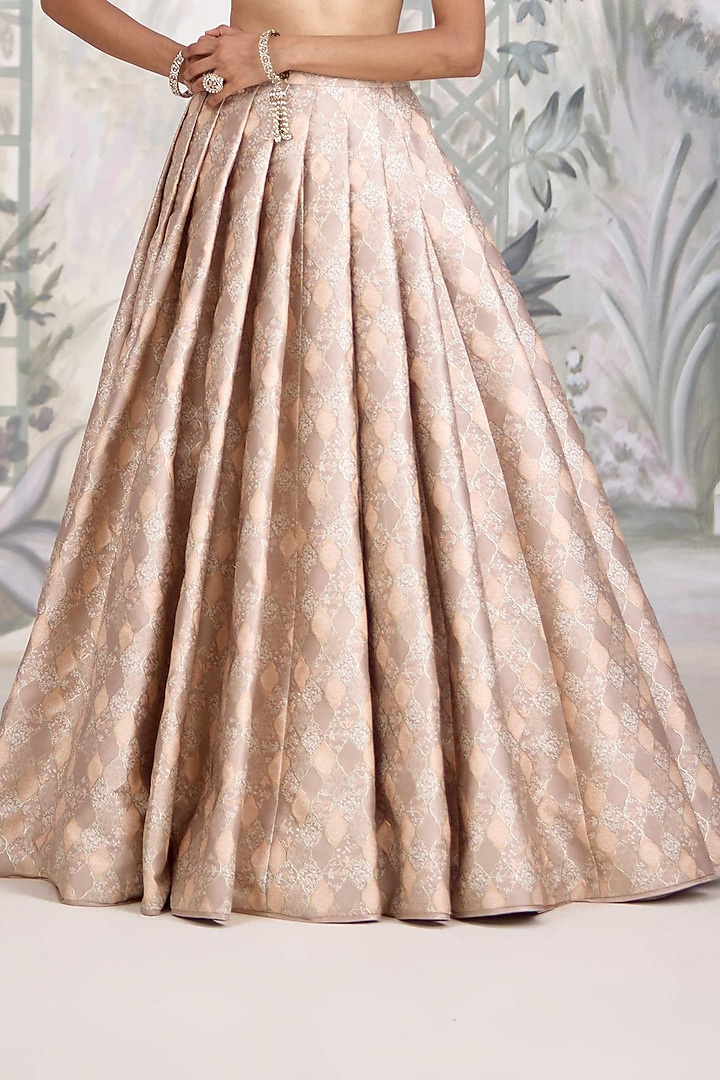 Moonlight Grey Banarasi Silk Brocade Zardosi Embroidered Wedding Lehenga Set by Shyam Narayan Prasad at Pernia's Pop Up Shop