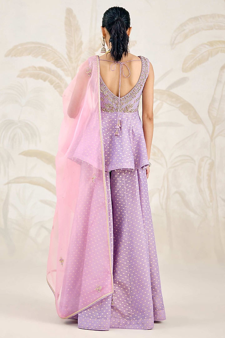 Orchid Lavender Banarasi Brocade Georgette Wedding Sharara Set by Shyam Narayan Prasad at Pernia's Pop Up Shop