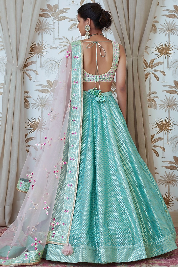Smriti Apparel'S Light Blue Colored Dew Of The Sea Lehenga Set- Rent main image 0