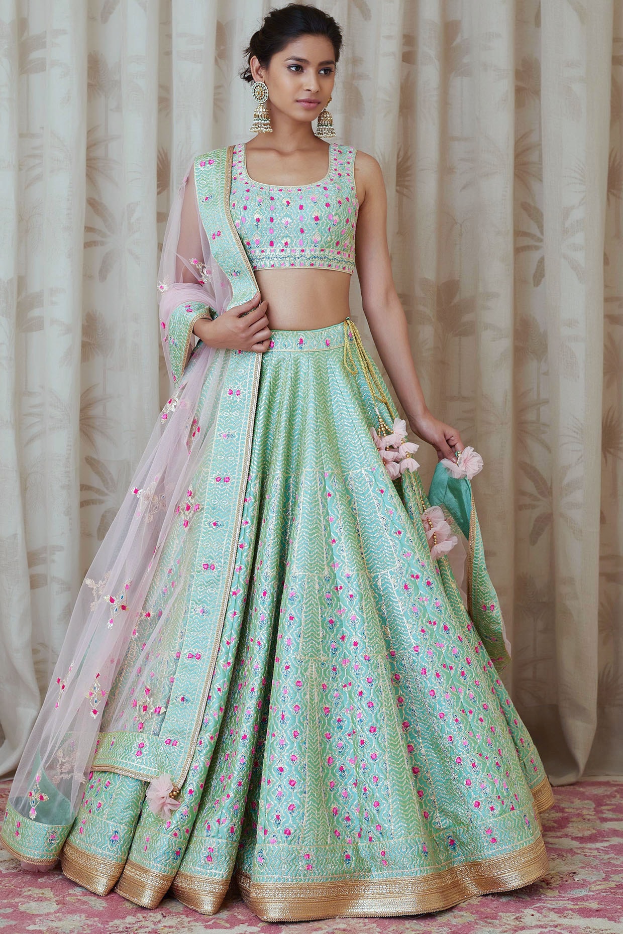 Check out the elegant Sea Green Georgette Embroidered Lehenga Choli - New  Arrivals