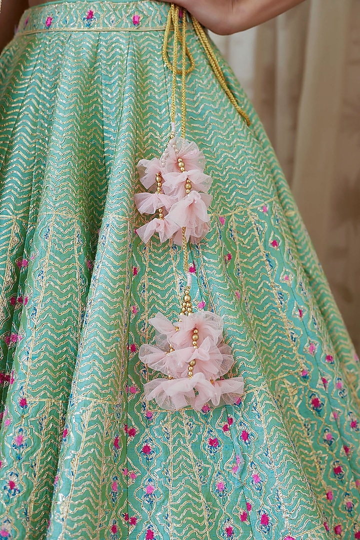 Sea Green Thread Embroidered Wedding Lehenga Set by Shyam Narayan Prasad at Pernia's Pop Up Shop