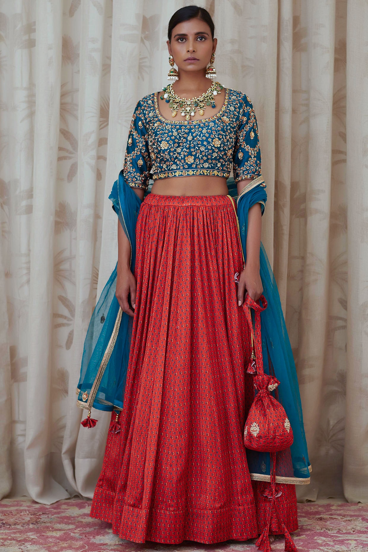Engagement, Party Wear, Reception Orange color Banarasi Silk fabric Lehenga  : 1895287