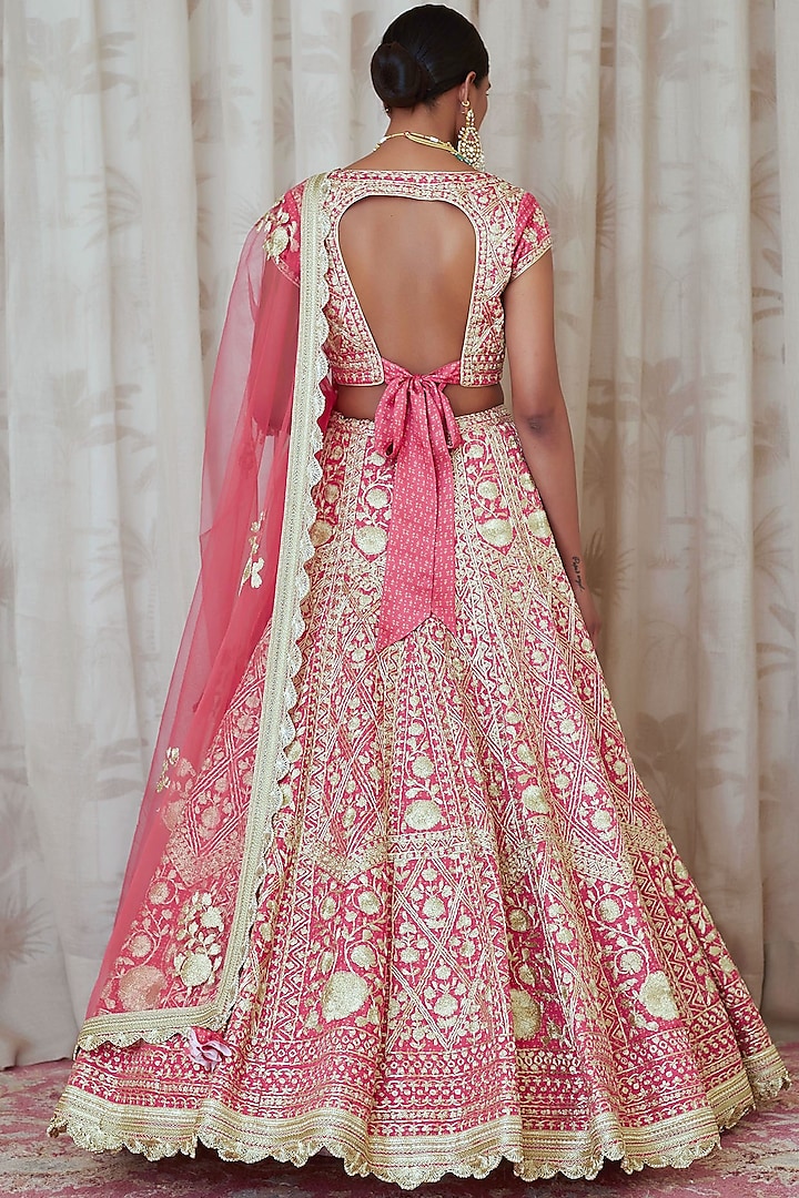 Shop Teen Girls Pink Art Silk Embroidered Kali Style Lehenga Set Wedding  Wear Online at Best Price