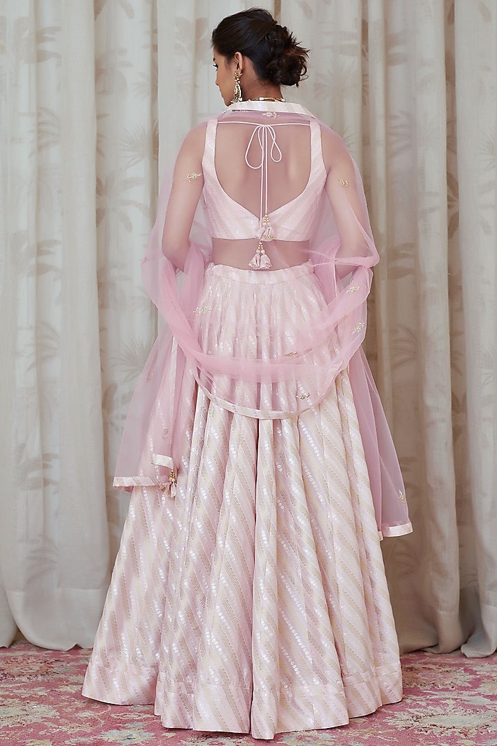 Light Pink Embroidered Wedding Lehenga Set by Shyam Narayan Prasad at Pernia's Pop Up Shop