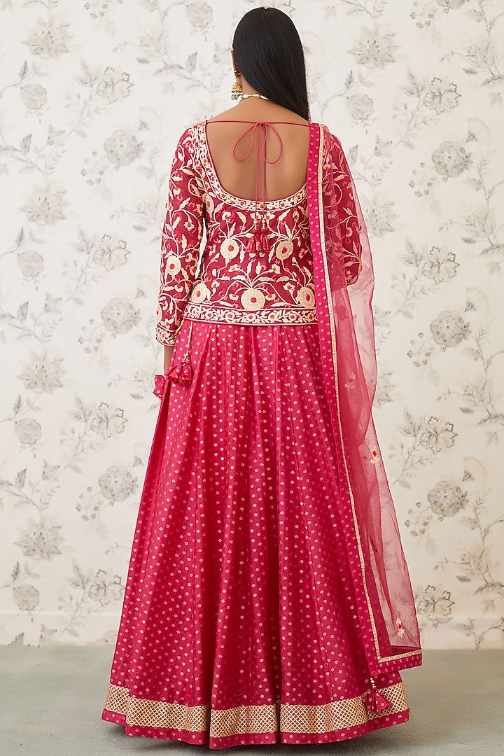 Magenta Maroon Embroidered Wedding Lehenga Set by Shyam Narayan Prasad at Pernia's Pop Up Shop