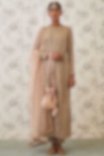 Light Olive Green Embroidered Jacket Set by Shyam Narayan Prasad at Pernia's Pop Up Shop