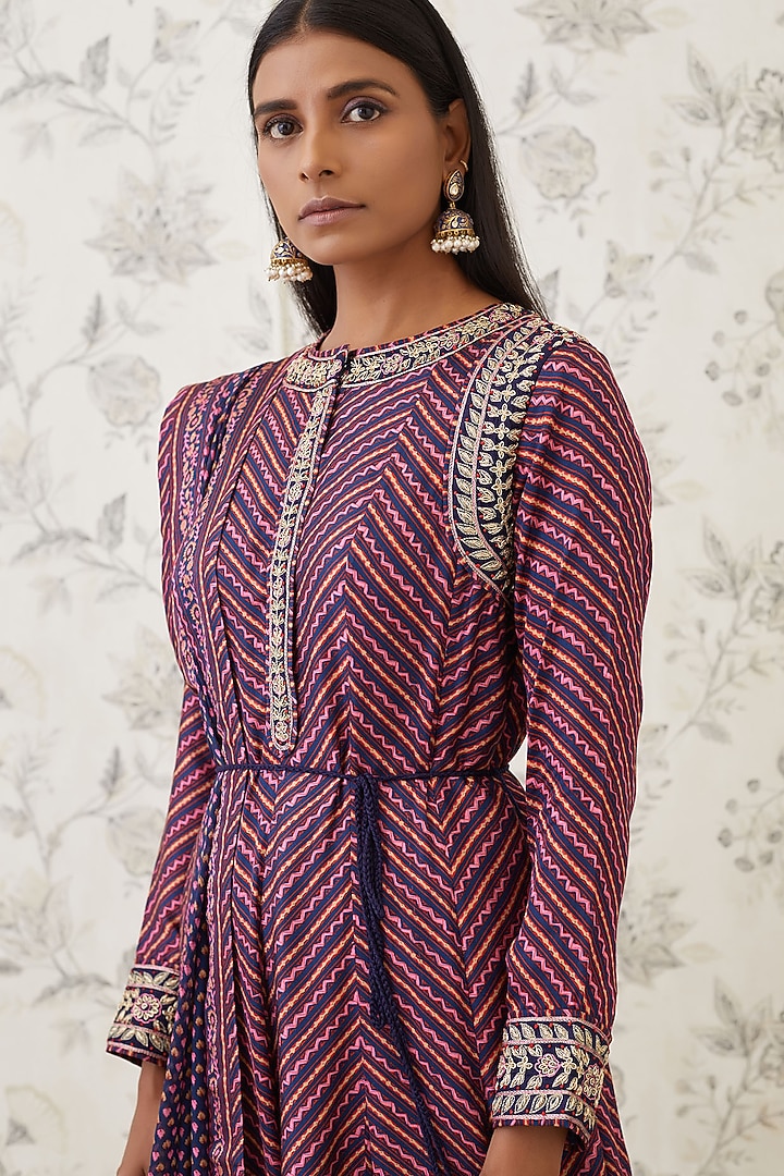 Blue Embroidered Wedding Anarkali Set by Shyam Narayan Prasad at Pernia's Pop Up Shop