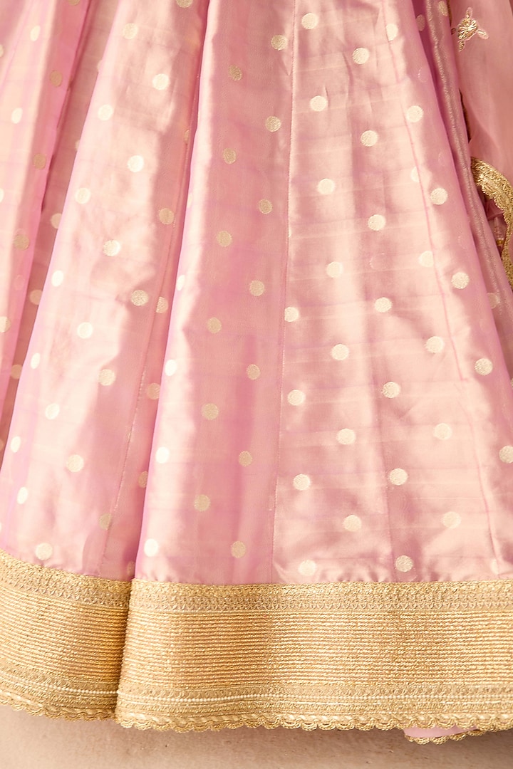 Blush Pink Tissue Organza Brocade Zardosi Embroidered Wedding Lehenga Set by Shyam Narayan Prasad at Pernia's Pop Up Shop