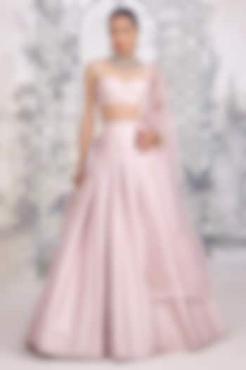 Lavender Mist Banarasi Silk Brocade Pleated Wedding Lehenga Set by Shyam Narayan Prasad at Pernia's Pop Up Shop