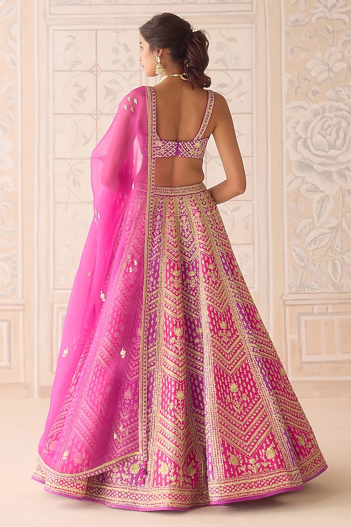 Purple & Pink Raw Silk Dori Embroidered Wedding Lehenga Set by Shyam Narayan Prasad at Pernia's Pop Up Shop