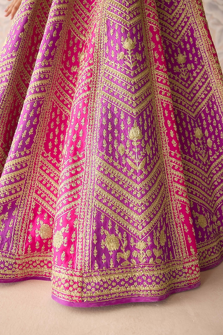 Purple & Pink Raw Silk Dori Embroidered Wedding Lehenga Set by Shyam Narayan Prasad at Pernia's Pop Up Shop