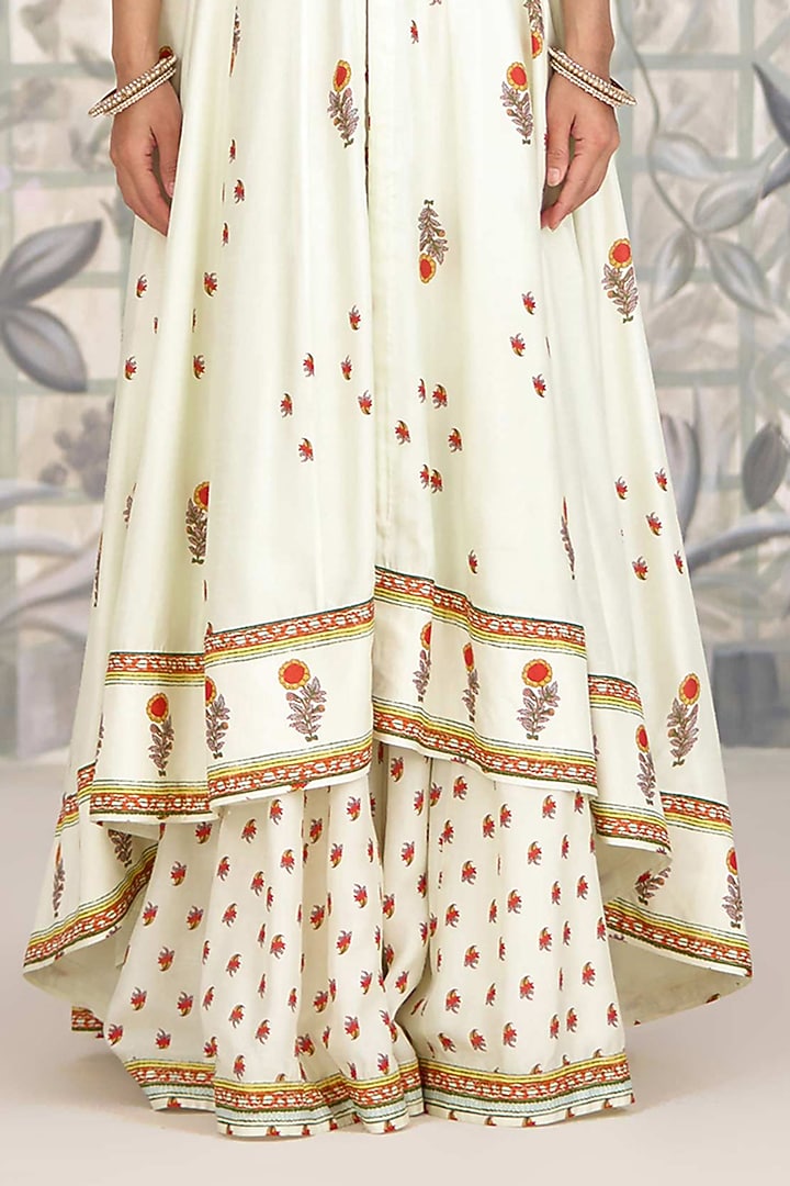 Canary Green Silk Georgette Embroidered & Printed Wedding Anarkali Set by Shyam Narayan Prasad at Pernia's Pop Up Shop