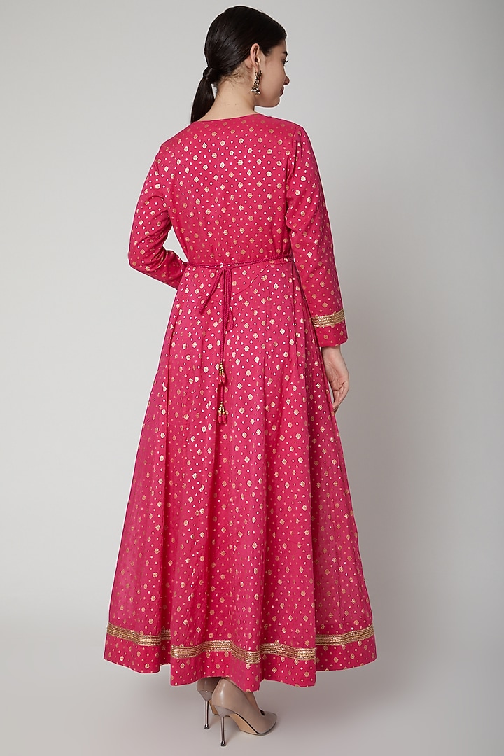 Dark Pink Embroidered Party Wear Anarkali Set by Shyam Narayan Prasad at Pernia's Pop Up Shop