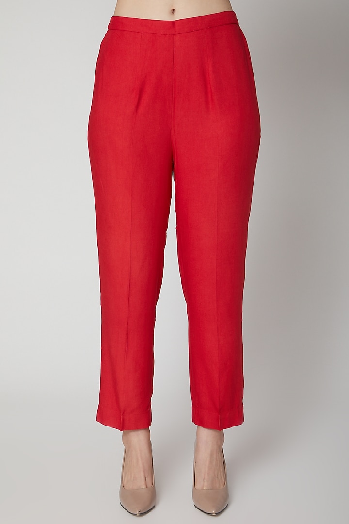 Red Brocade Angrakha Set by Shyam Narayan Prasad at Pernia's Pop Up Shop