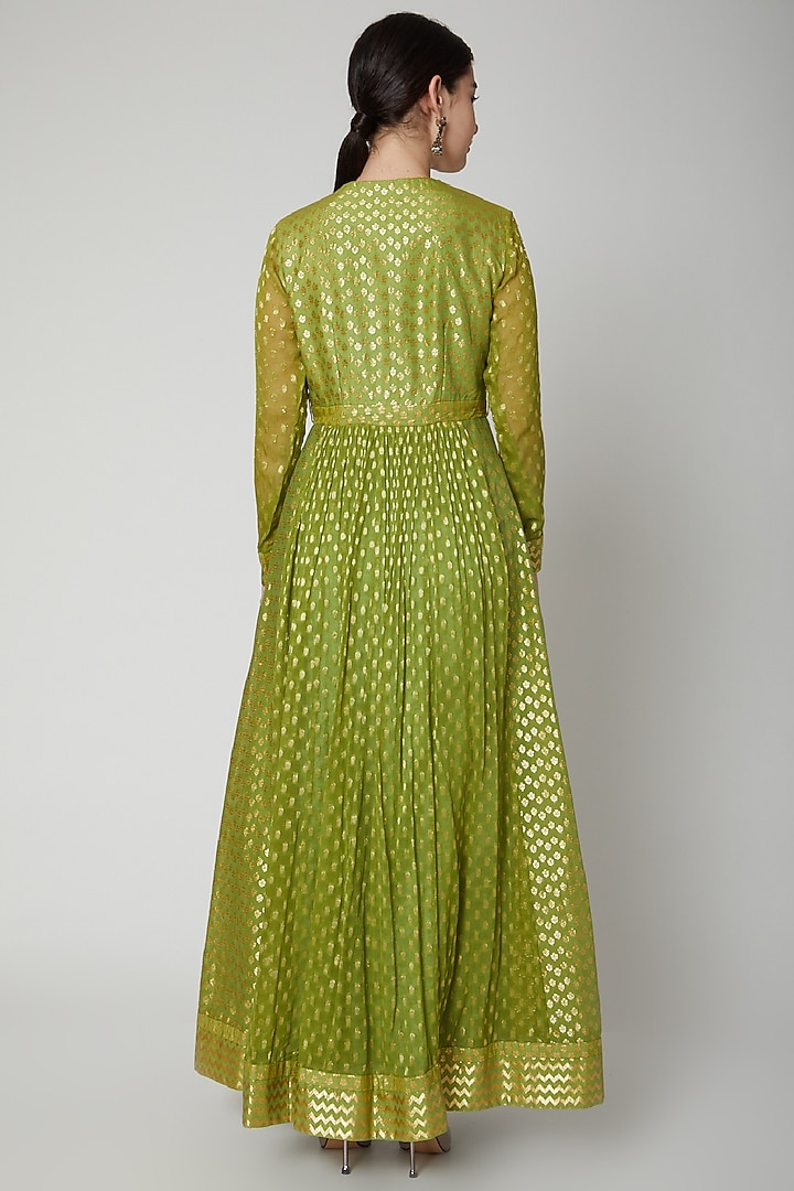 Green Embroidered Party Wear Anarkali Set by Shyam Narayan Prasad at Pernia's Pop Up Shop