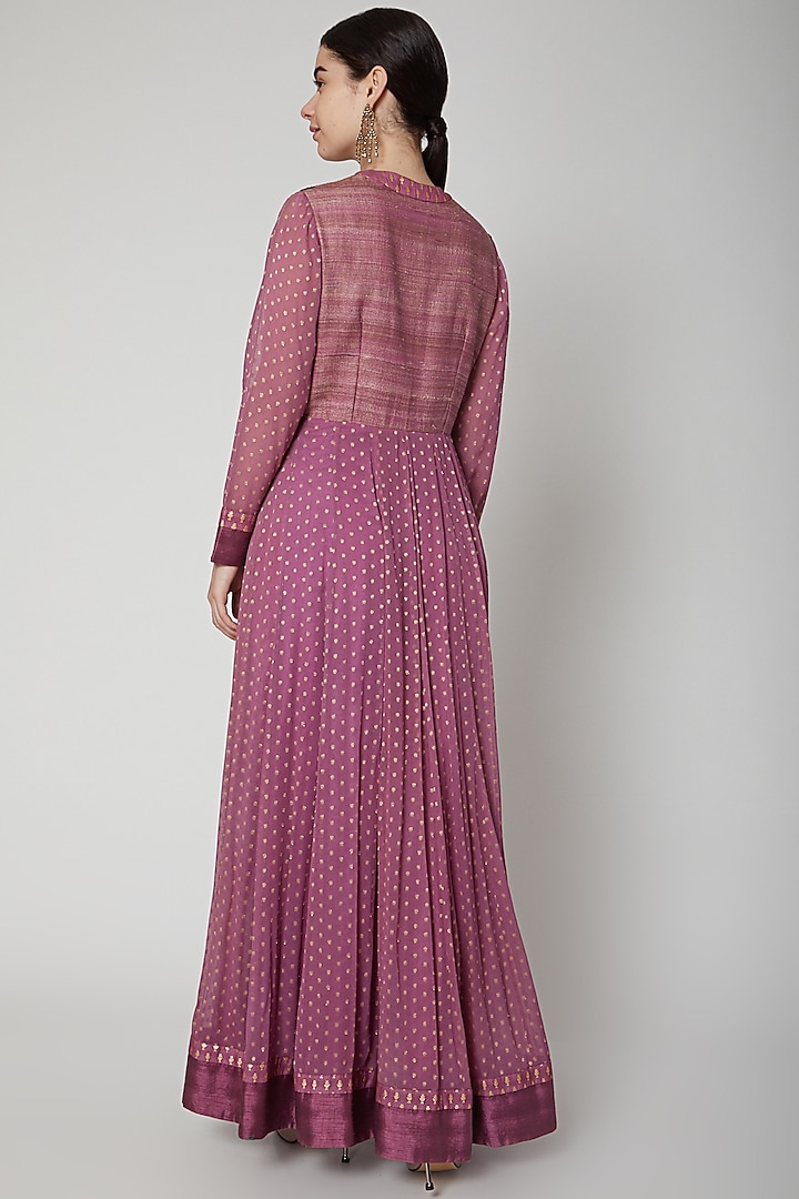 Mauve Embroidered Party Wear Anarkali Set by Shyam Narayan Prasad at Pernia's Pop Up Shop