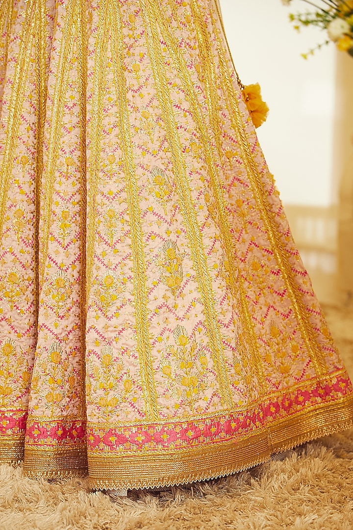Pink Gota & Thread Embroidered Wedding Lehenga Set by Shyam Narayan Prasad at Pernia's Pop Up Shop