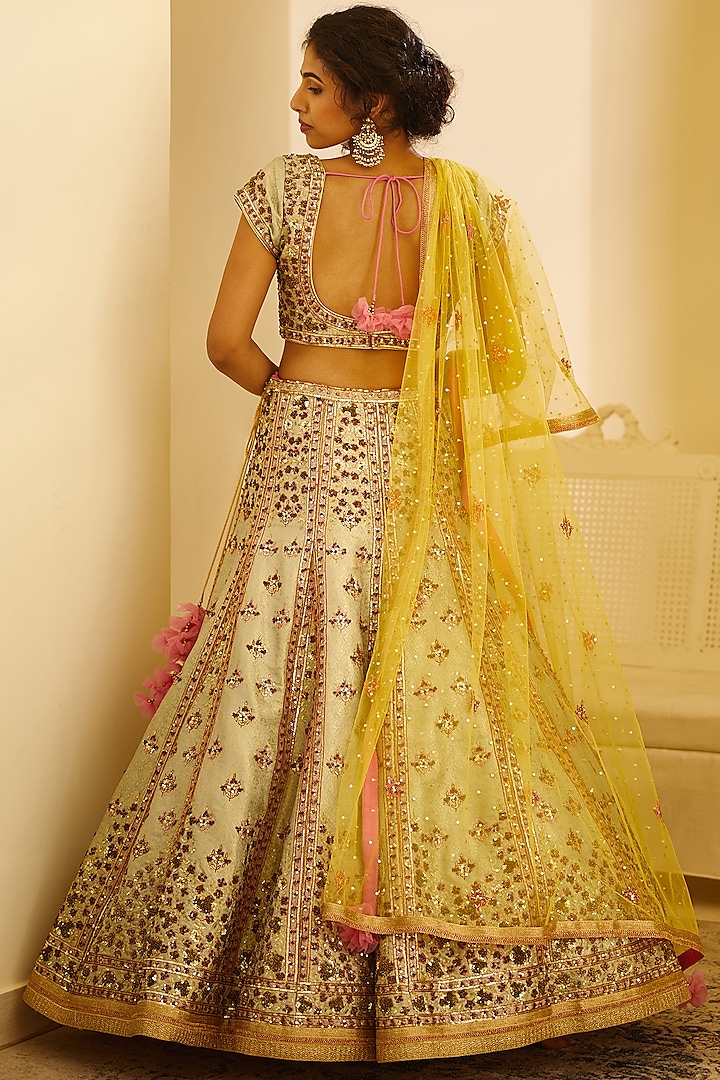 Sea Green & Pink Lehenga Set. – Shyam Narayan Prasad