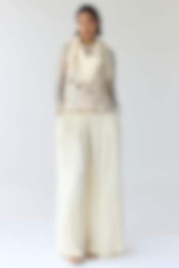 Almond White Georgette Co-Ord Set by Shyam Narayan Prasad at Pernia's Pop Up Shop