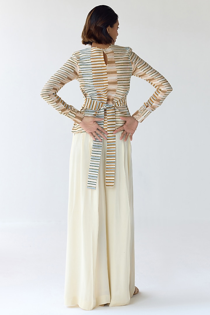 Almond White Georgette Co-Ord Set by Shyam Narayan Prasad at Pernia's Pop Up Shop