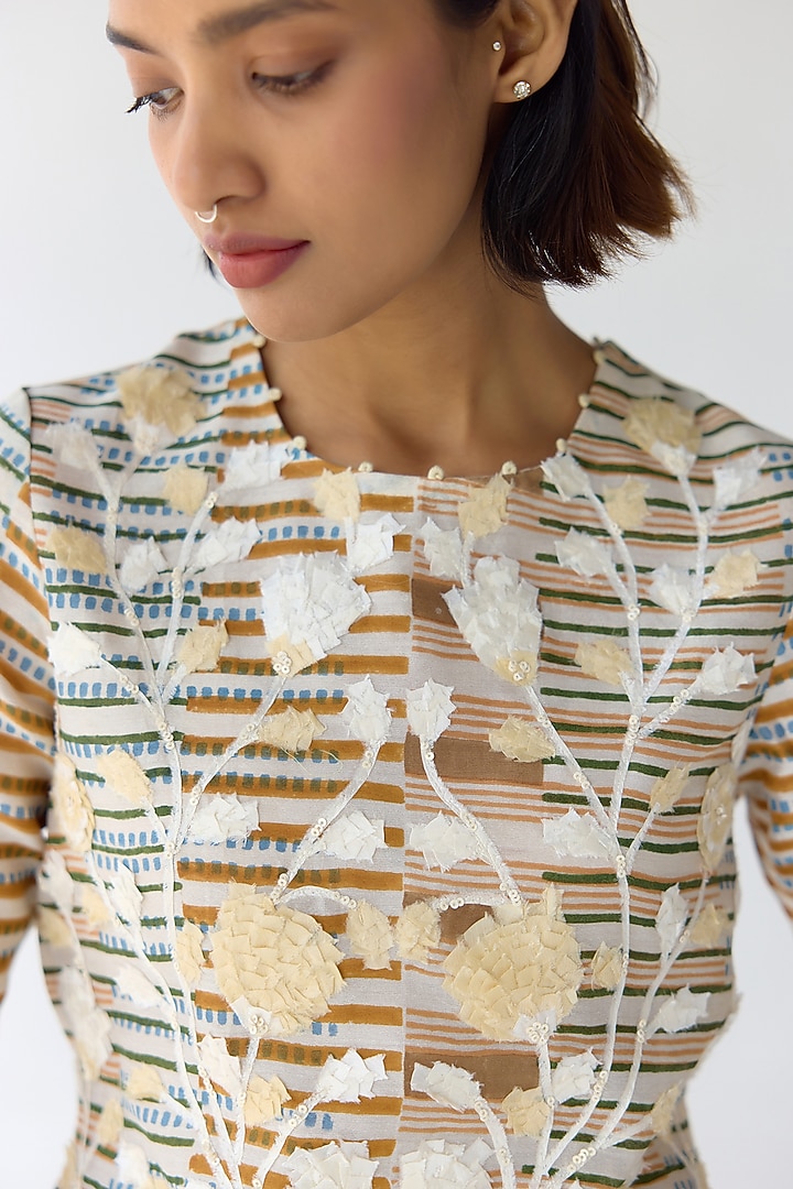 Almond White Georgette Co-Ord Set by Shyam Narayan Prasad at Pernia's Pop Up Shop