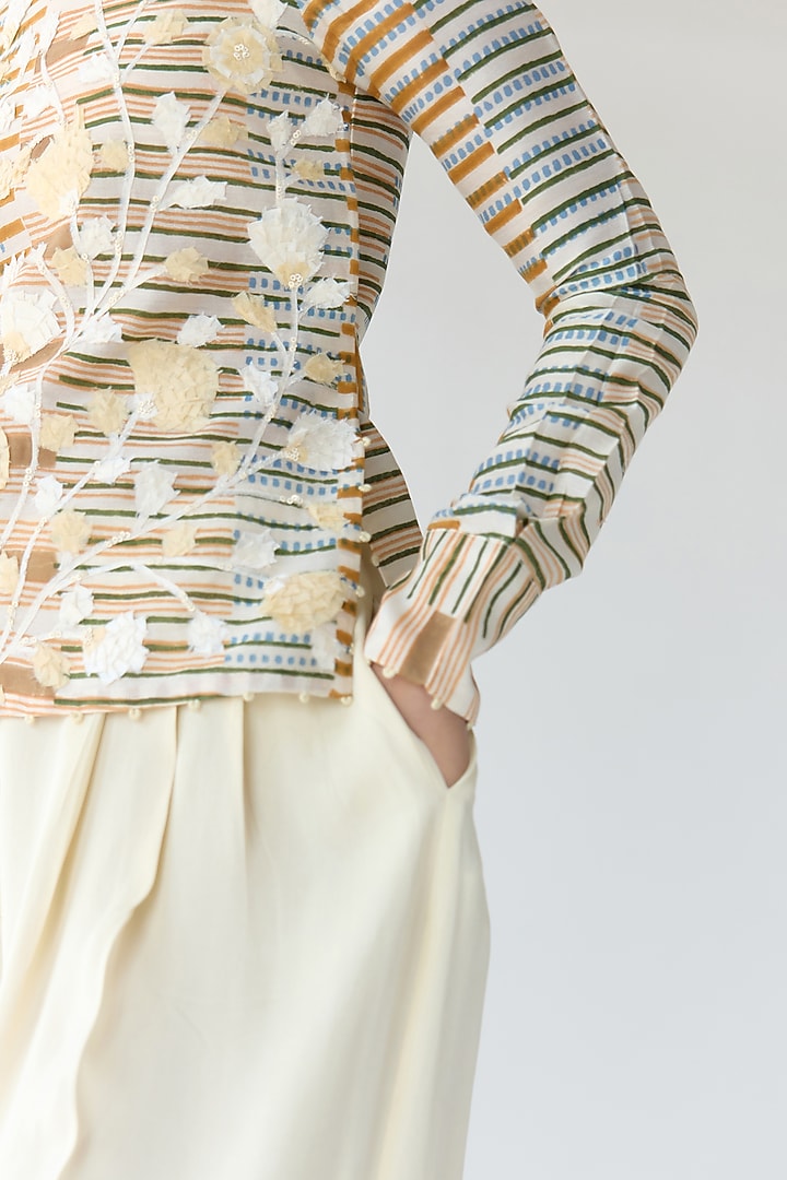 Almond White Georgette Co-Ord Set by Shyam Narayan Prasad at Pernia's Pop Up Shop