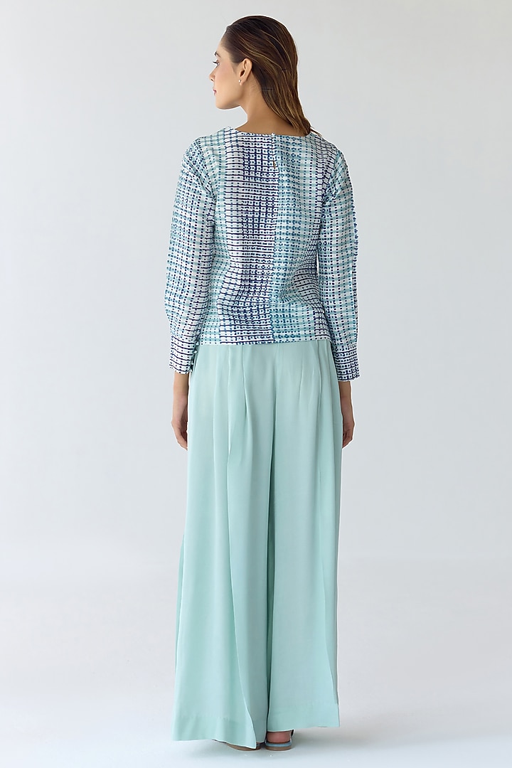 Mist Jade Blue & Green Georgette Co-Ord Set by Shyam Narayan Prasad at Pernia's Pop Up Shop