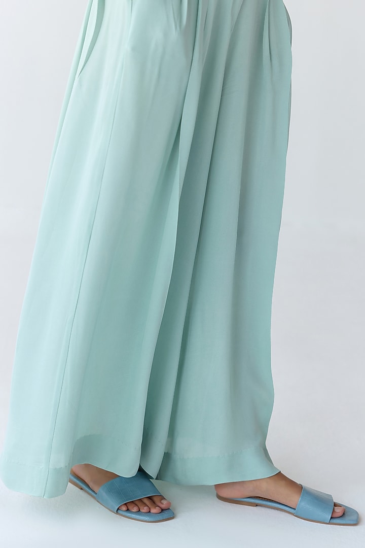 Mist Jade Blue & Green Georgette Co-Ord Set by Shyam Narayan Prasad at Pernia's Pop Up Shop