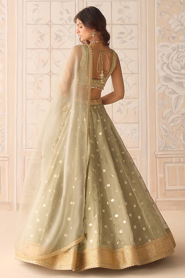 Smoke Grey Tissue Organza Brocade Zardosi Embroidered Wedding Lehenga Set by Shyam Narayan Prasad at Pernia's Pop Up Shop
