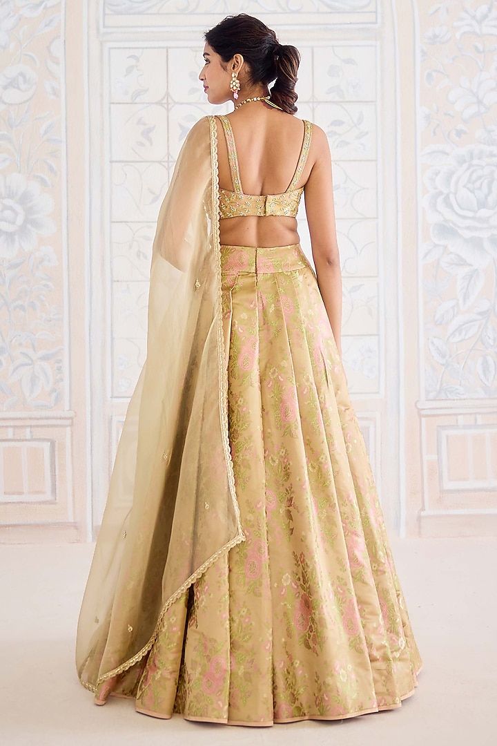 Gold Brocade Zardosi Embroidered Wedding Lehenga Set by Shyam Narayan Prasad at Pernia's Pop Up Shop