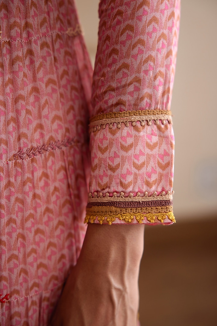 Rose Pink Embroidered Wedding Anarkali Set by Shyam Narayan Prasad at Pernia's Pop Up Shop