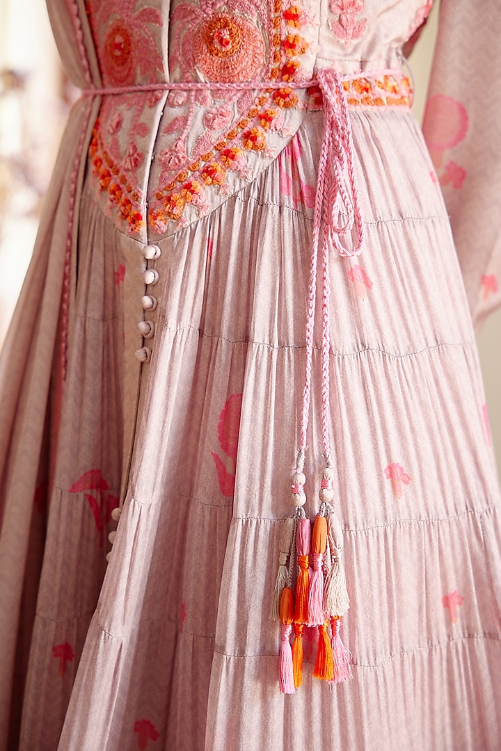 Lavender Embroidered Wedding Anarkali Set by Shyam Narayan Prasad at Pernia's Pop Up Shop