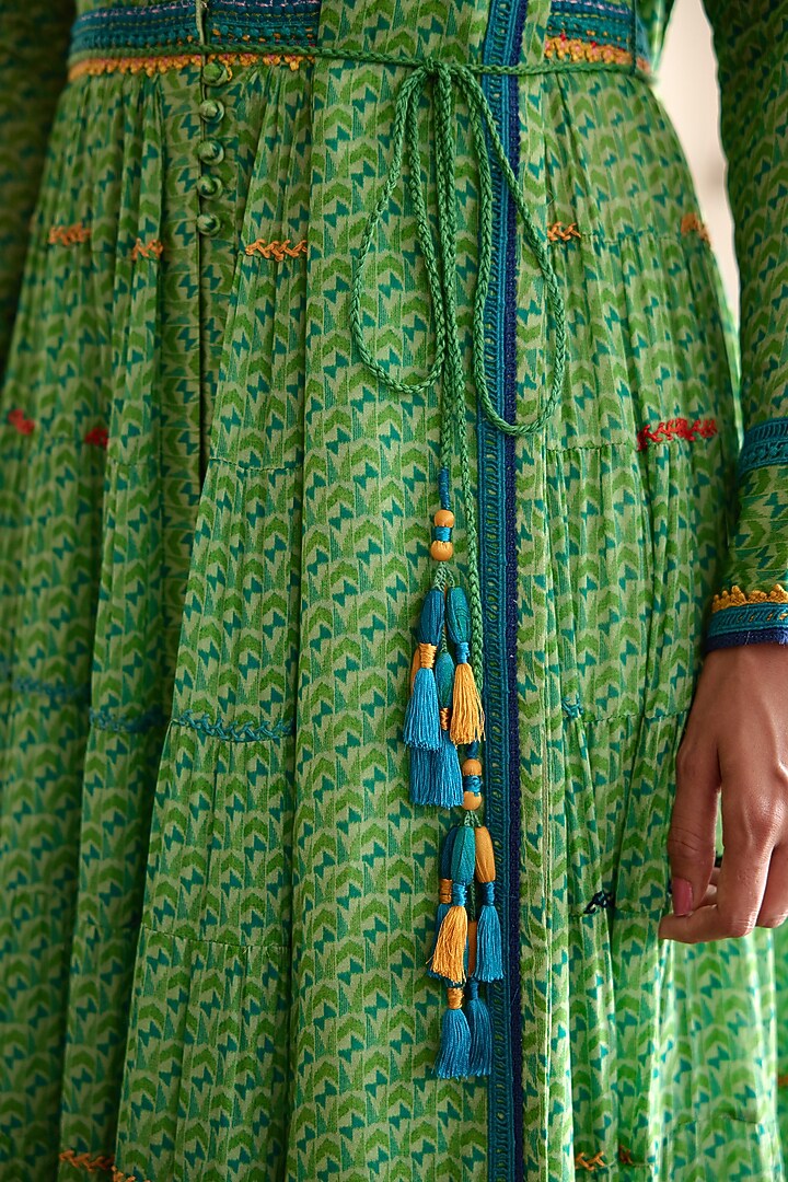 Green Embroidered Wedding Anarkali Set by Shyam Narayan Prasad at Pernia's Pop Up Shop
