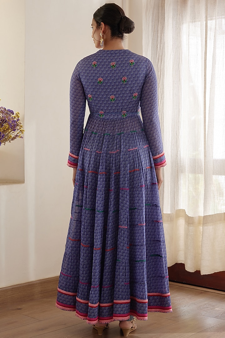Purple Applique Embroidered Wedding Anarkali Set by Shyam Narayan Prasad at Pernia's Pop Up Shop