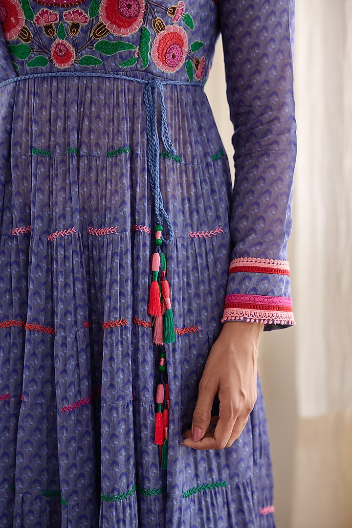 Purple Applique Embroidered Wedding Anarkali Set by Shyam Narayan Prasad at Pernia's Pop Up Shop
