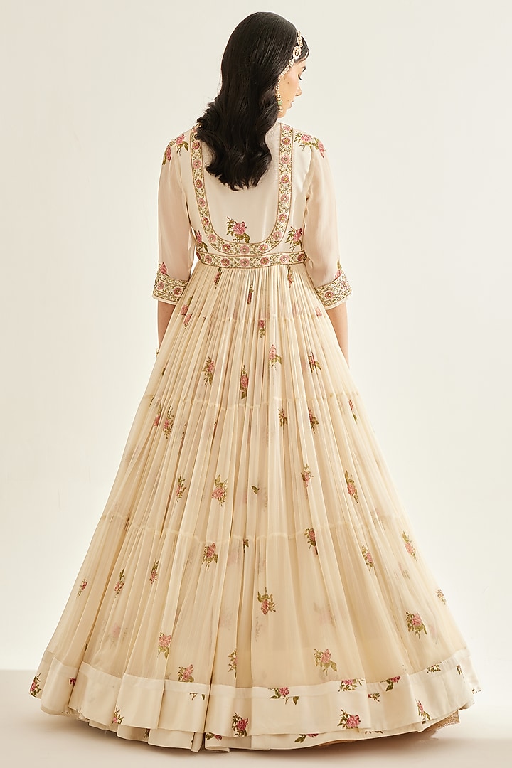 Papyrus White Printed & Embroidered Angrakha Set by Shyam Narayan Prasad at Pernia's Pop Up Shop
