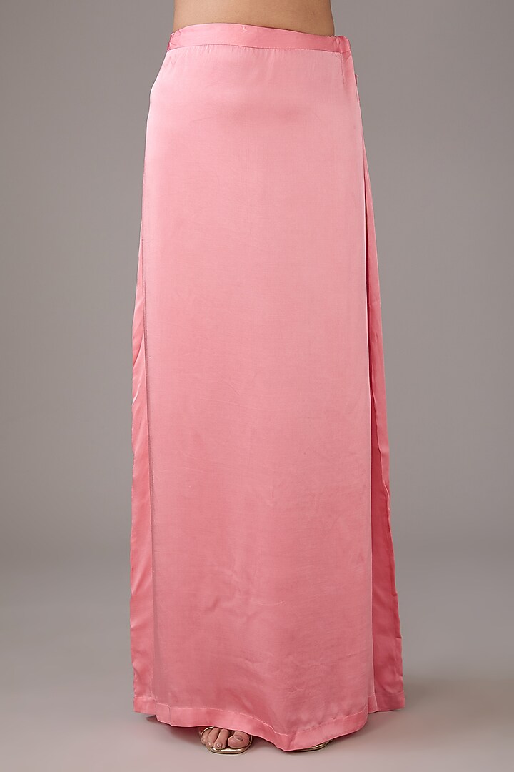 Candy Pink Raw Silk Hand-Block Printed & Zardosi Embroidered Wedding Saree Set by Shyam Narayan Prasad at Pernia's Pop Up Shop