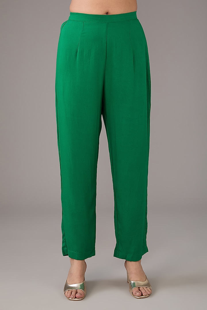 Green Silk Chanderi Applique Embroidered Kurta Set by Shyam Narayan Prasad at Pernia's Pop Up Shop