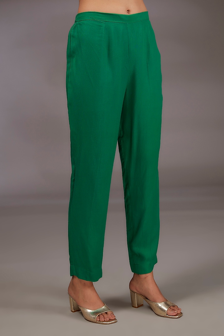 Emerald Green Chanderi Silk Dori Embroidered Kurta Set by Shyam Narayan Prasad at Pernia's Pop Up Shop