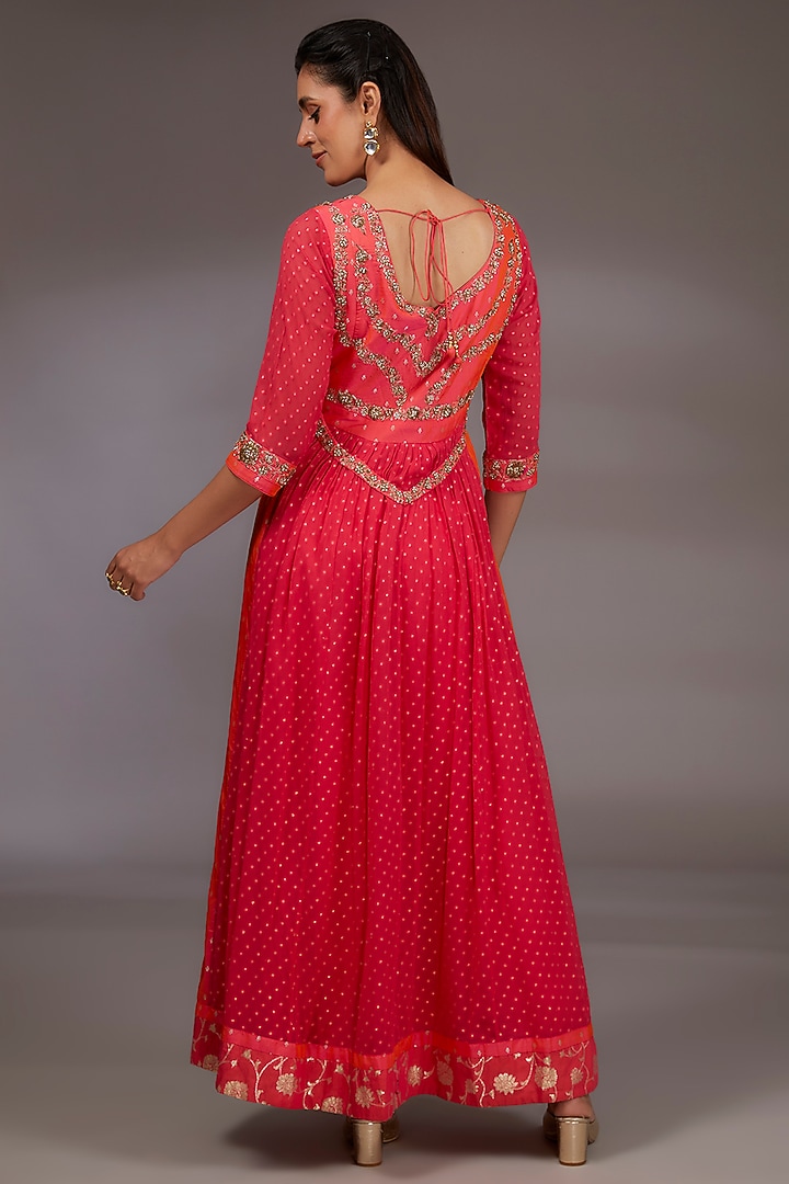 Pink Silk Brocade Zardosi Embroidered Wedding Anarkali Set by Shyam Narayan Prasad at Pernia's Pop Up Shop