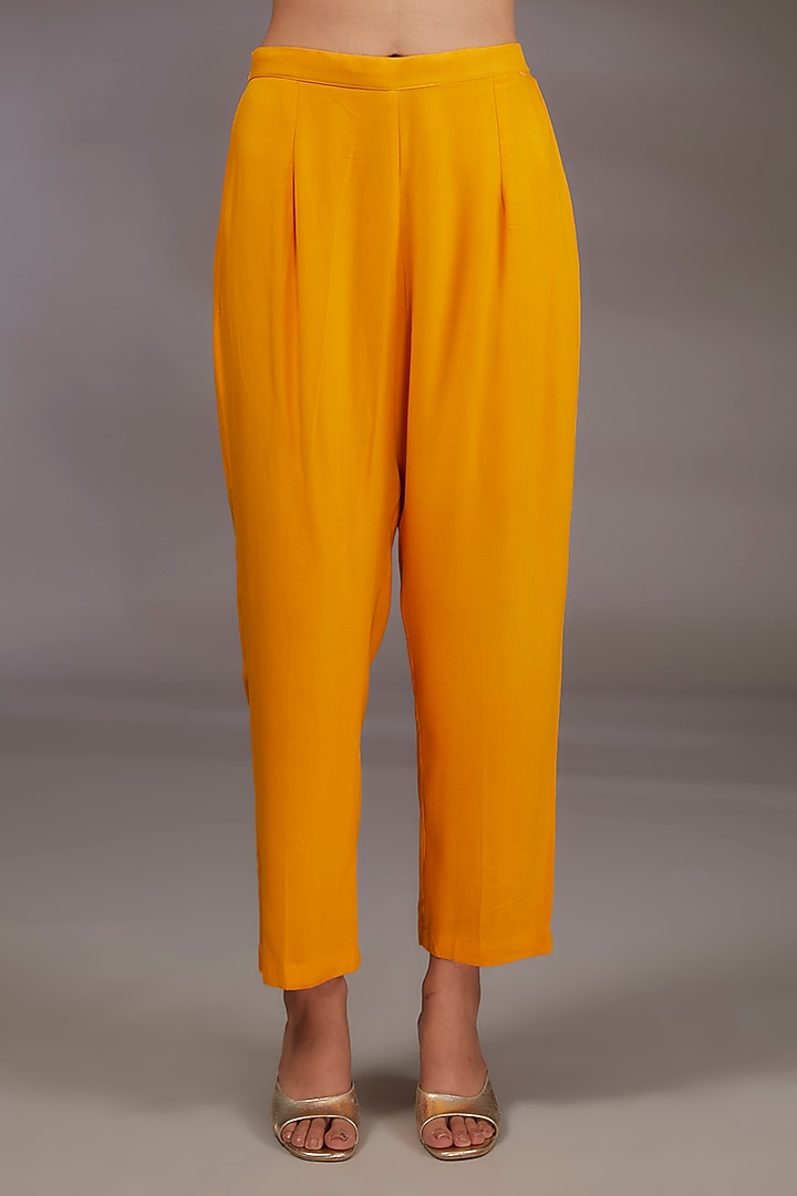 Mustard Yellow Silk Brocade Zardosi Embroidered Wedding Anarkali Set by Shyam Narayan Prasad at Pernia's Pop Up Shop
