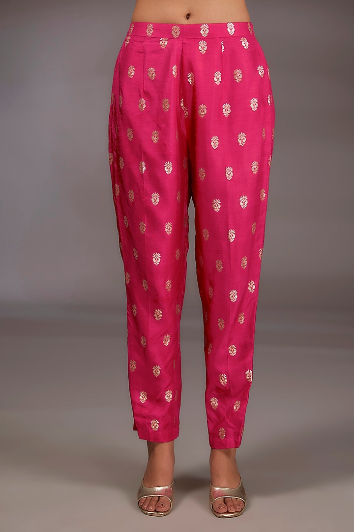 Pink Silk Brocade Zardosi Embroidered Kurta Set by Shyam Narayan Prasad at Pernia's Pop Up Shop