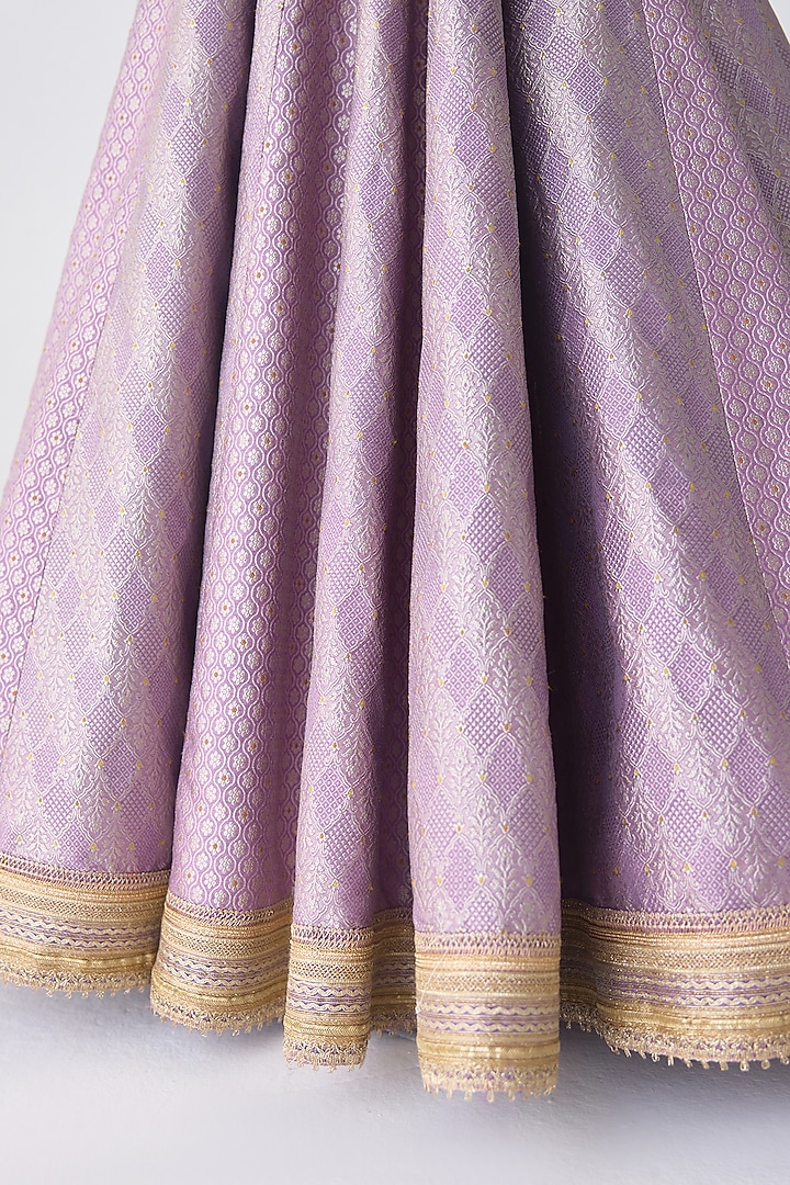 Lavender Brocade Zardosi Thread Embroidered Wedding Lehenga Set by Shyam Narayan Prasad at Pernia's Pop Up Shop