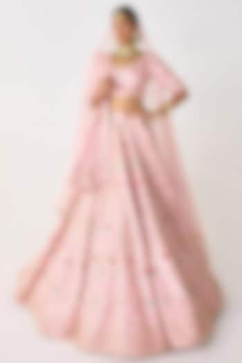 Orchid Pink Raw Silk Zardosi Embroidered Bridal lehenga for 22 Lehenga Set by Shyam Narayan Prasad at Pernia's Pop Up Shop
