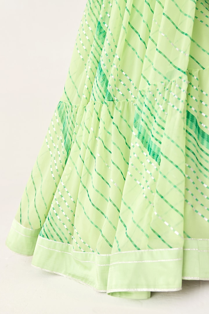 Green Georgette Gota Thread Embroidered Leheriya Wedding Lehenga Set by Shyam Narayan Prasad at Pernia's Pop Up Shop
