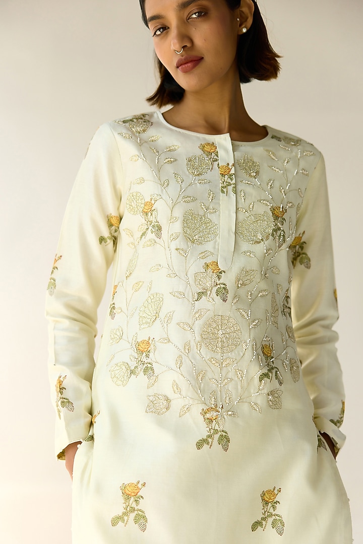 Green Chanderi Hand Block Printed Kurta Set by Shyam Narayan Prasad at Pernia's Pop Up Shop