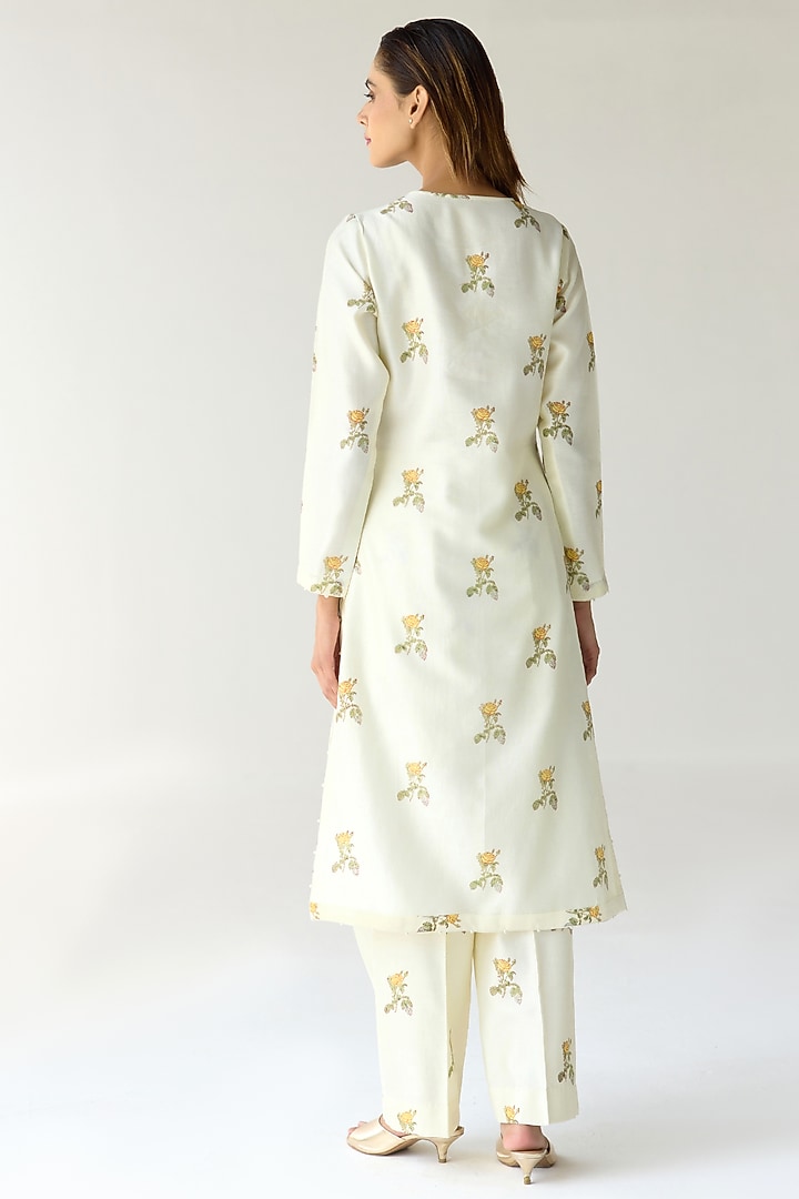 Green Chanderi Hand Block Printed Kurta Set by Shyam Narayan Prasad at Pernia's Pop Up Shop