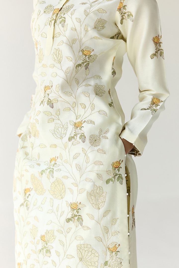 Green Chanderi Hand Block Printed Kurta Set by Shyam Narayan Prasad at Pernia's Pop Up Shop