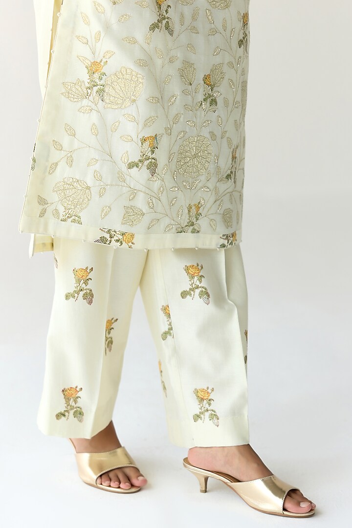 Green Chanderi Hand Block Printed Kurta Set by Shyam Narayan Prasad at Pernia's Pop Up Shop