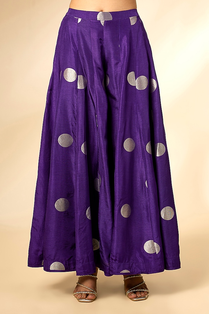 Purple Silk Brocade Wedding Sharara Set by Shyam Narayan Prasad at Pernia's Pop Up Shop
